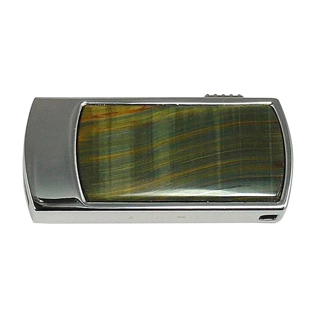 Флешка Каменная Тигровый глаз Tiger eye Stone G291 зеленая 4 Гб Желтый - фото 4
