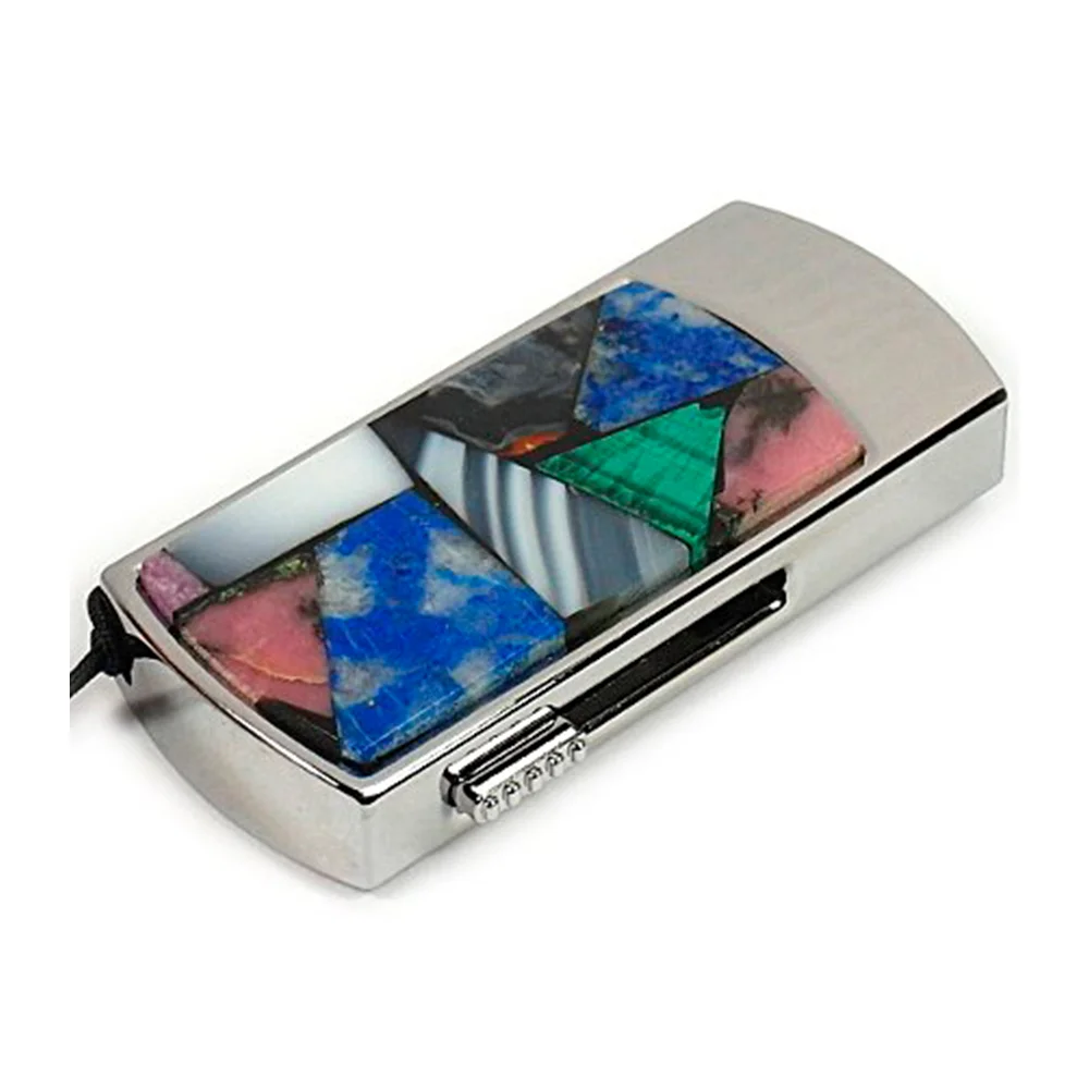 Флешка Каменная Мозаика Mosaic Stone G297 синий 128 ГБ Золотой - фото 3