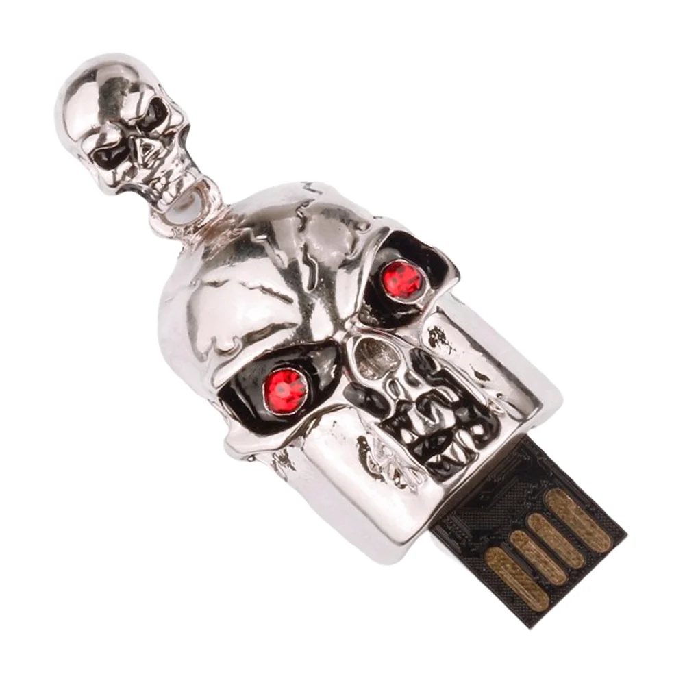 Флешка Металлическая Череп Skull R322 серебристый 512 МБ - фото 3