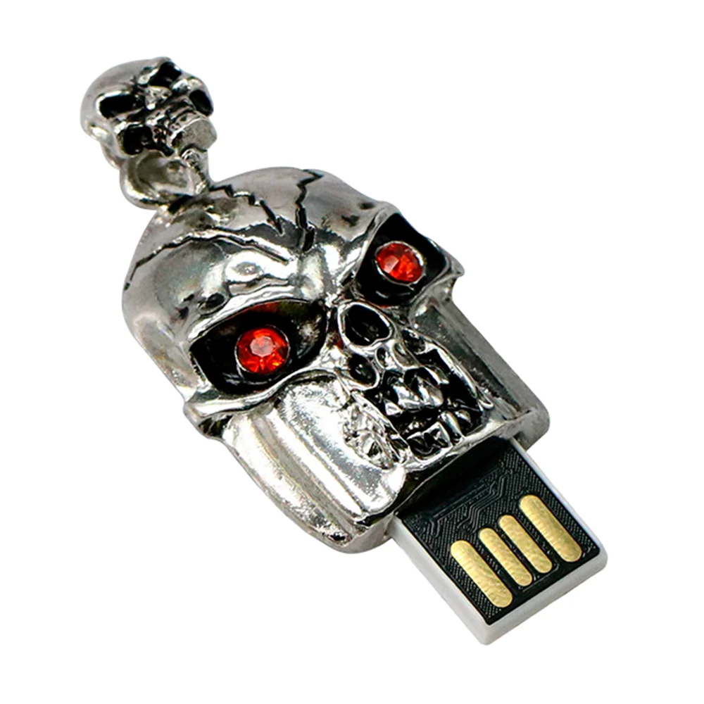 Флешка Металлическая Череп Skull R322 серебристый 8 Гб - фото 2
