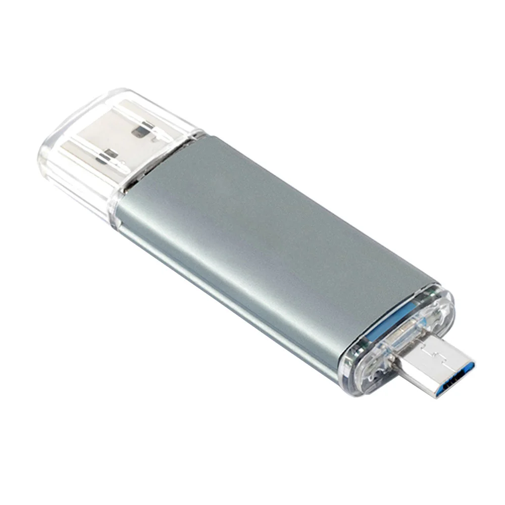Флешка Металлическая Неос Дуо Neos Duo OTG R320 серый 2 Гб - фото 4