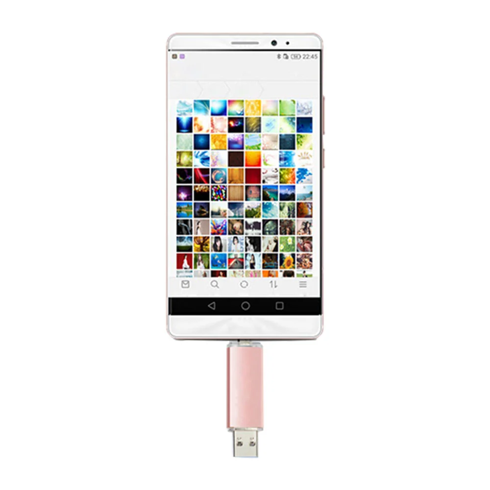 Флешка Металлическая Неос Дуо Neos Duo OTG R320 розовый 128 Гб - фото 6