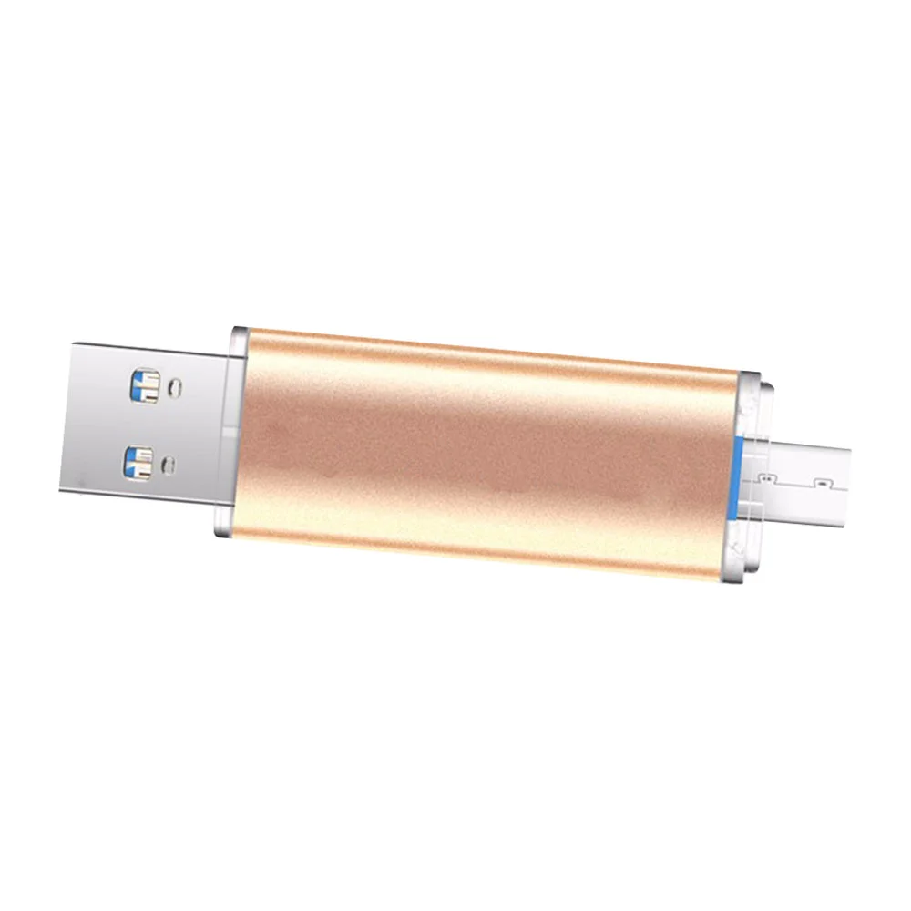 Флешка Металлическая Неос Дуо Neos Duo OTG R320 золотой 128 Гб - фото 2
