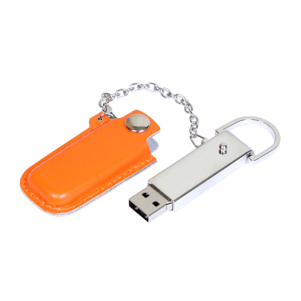 Флешка Кожаная Мерос Meros N327 оранжевый 4 ГБ - фото 9