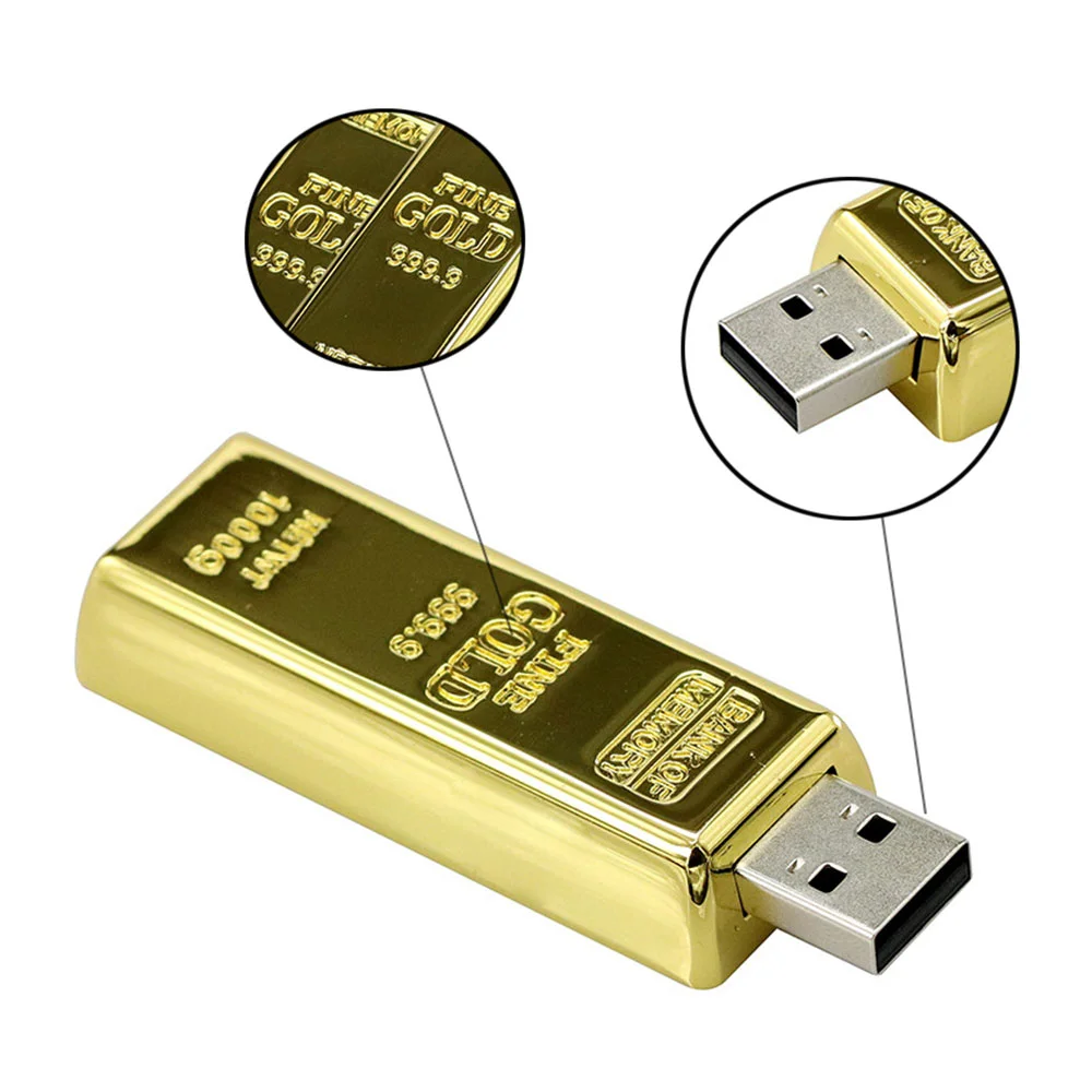 Флешка Металлическая Золотой слиток Gold Bar R352 золотой 32 Гб - фото 6
