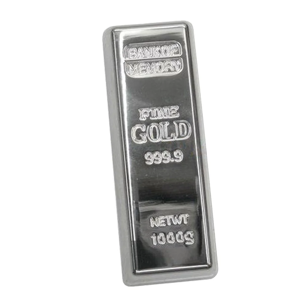 Флешка Металлическая Золотой слиток Gold Bar R352 серебряный 32 Гб - фото 3