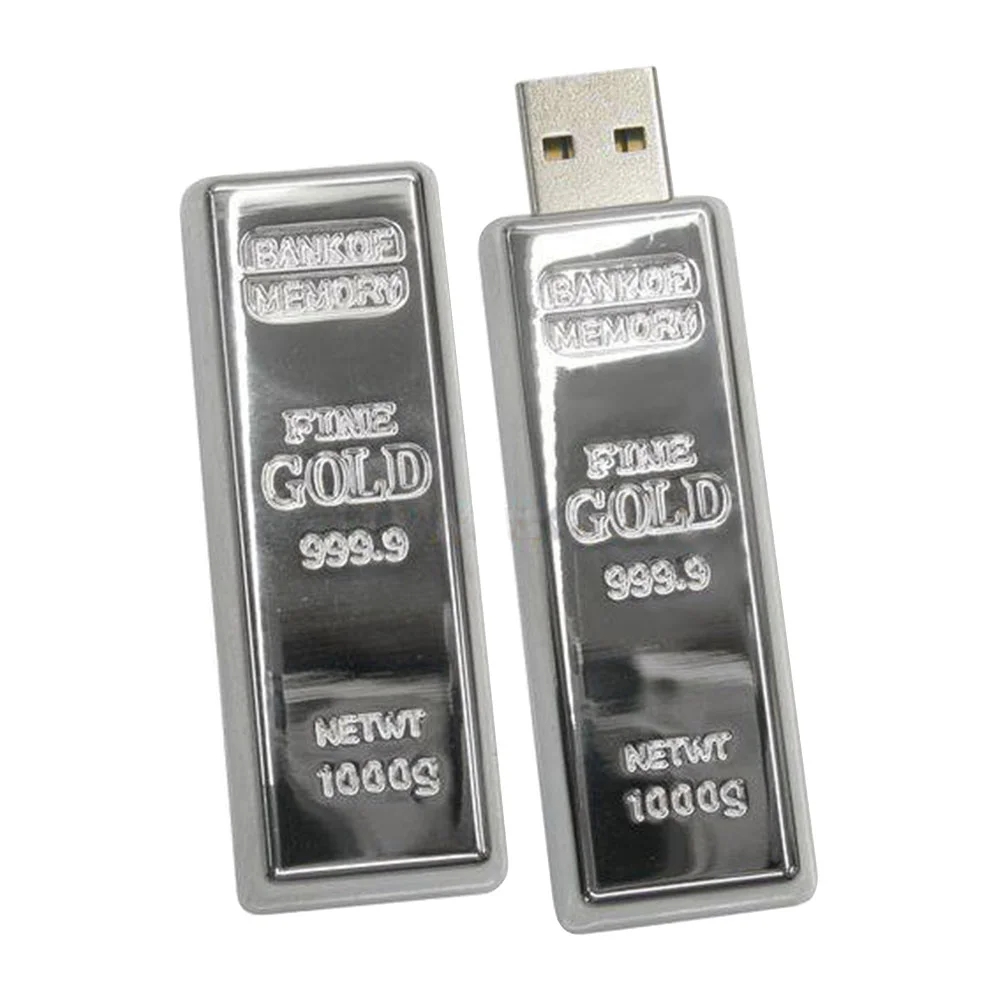 Флешка Металлическая Золотой слиток Gold Bar R352 серебряный 32 Гб - фото 4