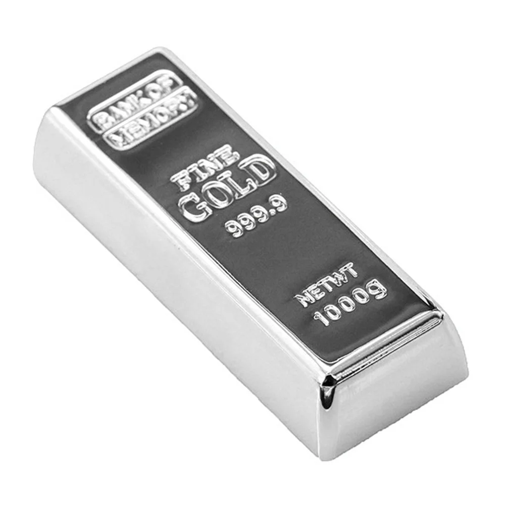 Флешка Металлическая Золотой слиток Gold Bar R352 серебряный 32 Гб - фото 7