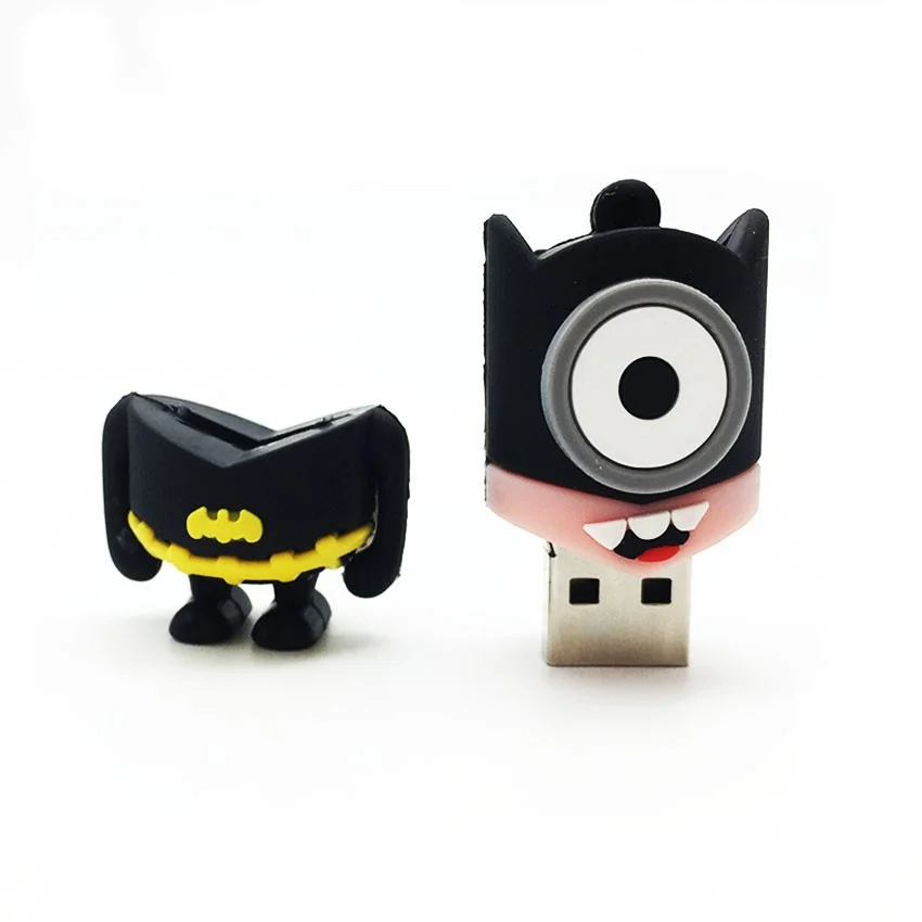 Флешка Резиновая Миньон Бэтмен Minion Batman Q355 черная-желтая 4 Гб - фото 2