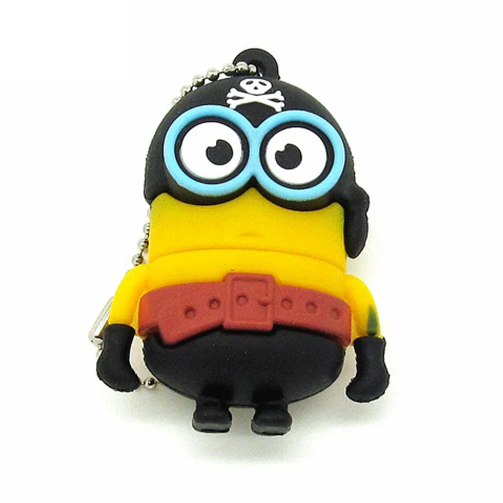 Флешка Резиновая Миньон Пират Minion Pirate Q355 желтый-черный 4 Гб - фото 1