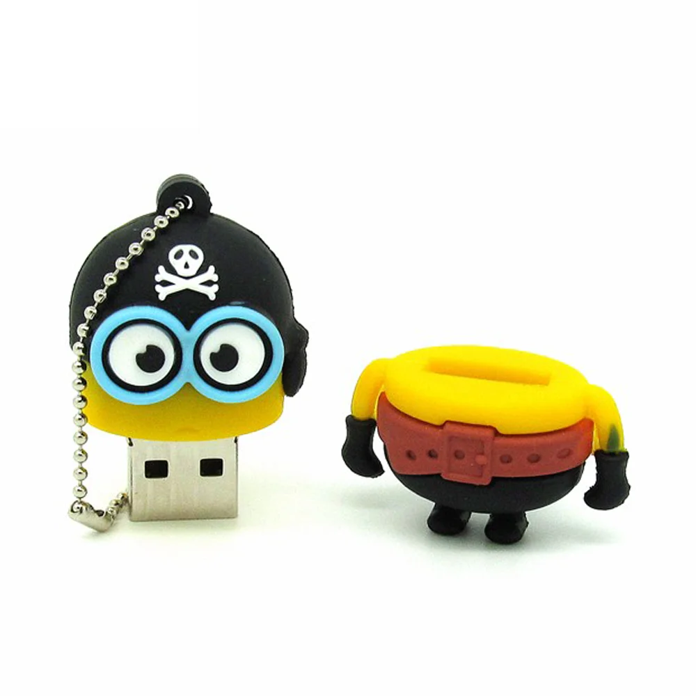 Флешка Резиновая Миньон Пират Minion Pirate Q355 желтый-черный 4 Гб - фото 2