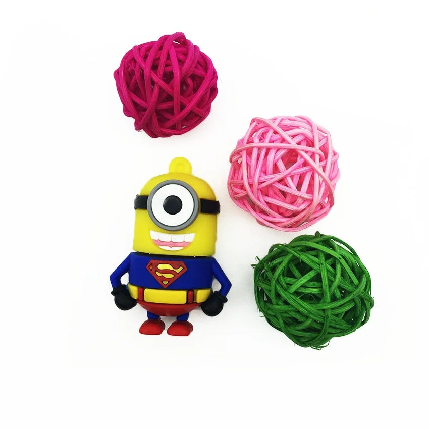 Флешка Резиновая Миньон Супермен Minion Superman Q355 синий-красный 4 Гб - фото 3