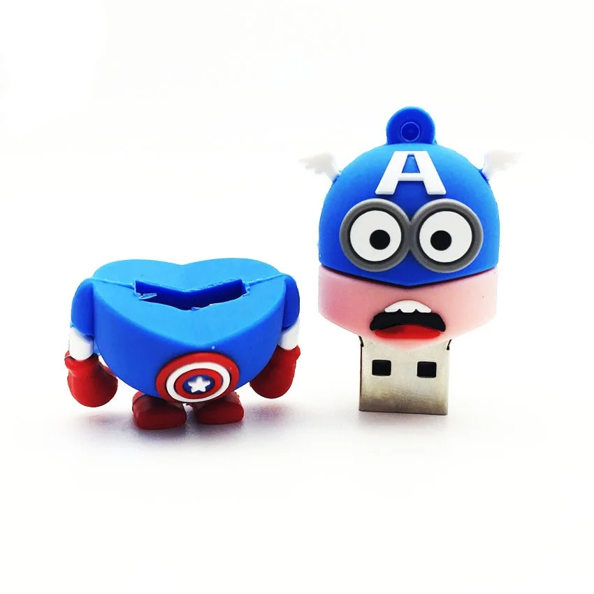 Флешка Резиновая Миньон Капитан Америка Minion Captain America Q355 синяя-красная 8 Гб - фото 5