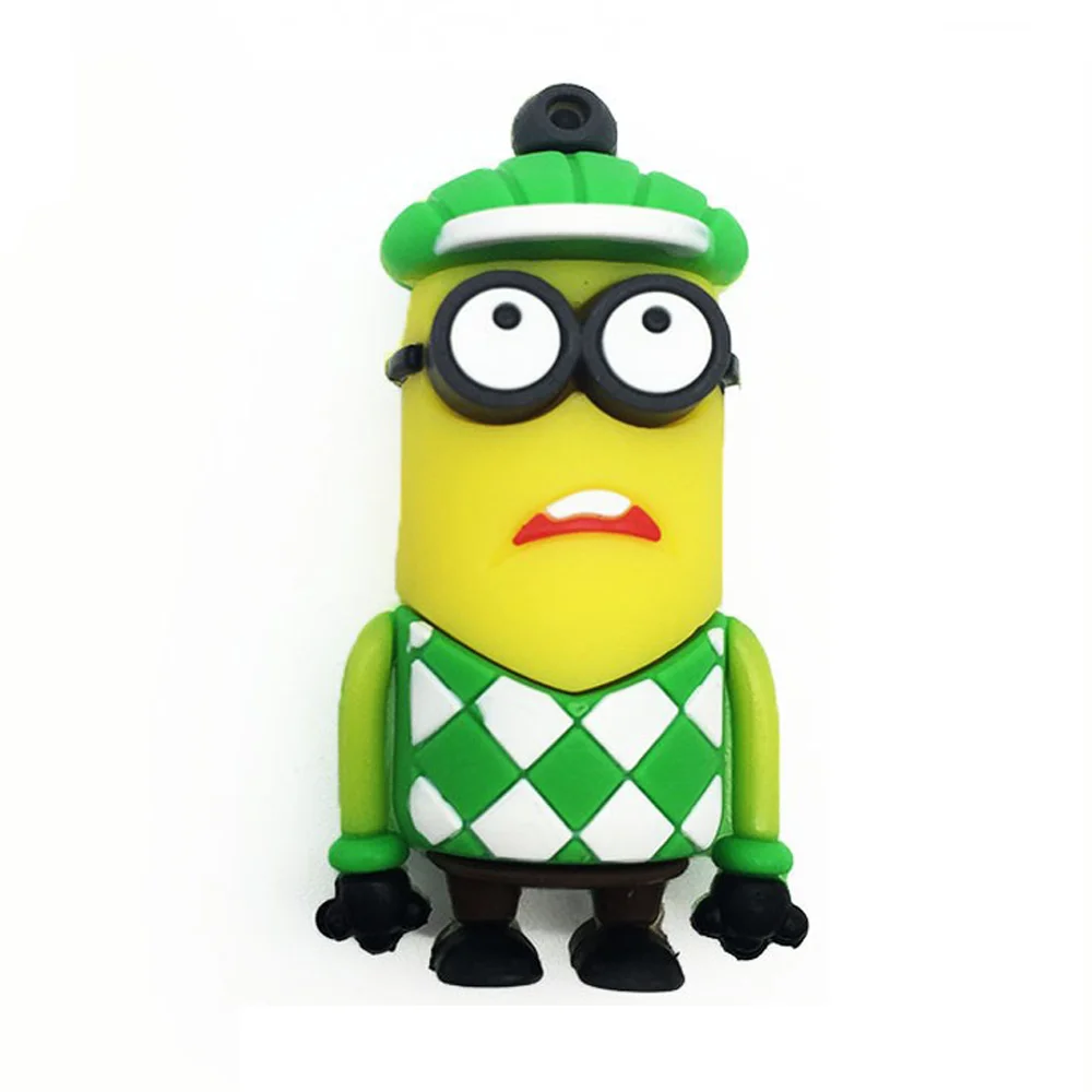 Флешка Резиновая Миньон Гольфист Minion Golfer Q355 желтый-зеленый 16 Гб - фото 1