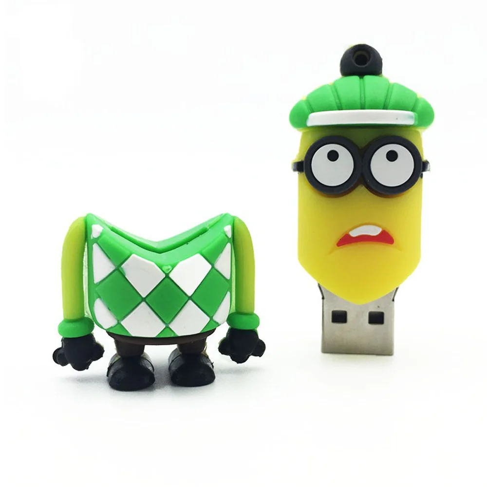 Флешка Резиновая Миньон Гольфист Minion Golfer Q355 желтый-зеленый 64 Гб - фото 2