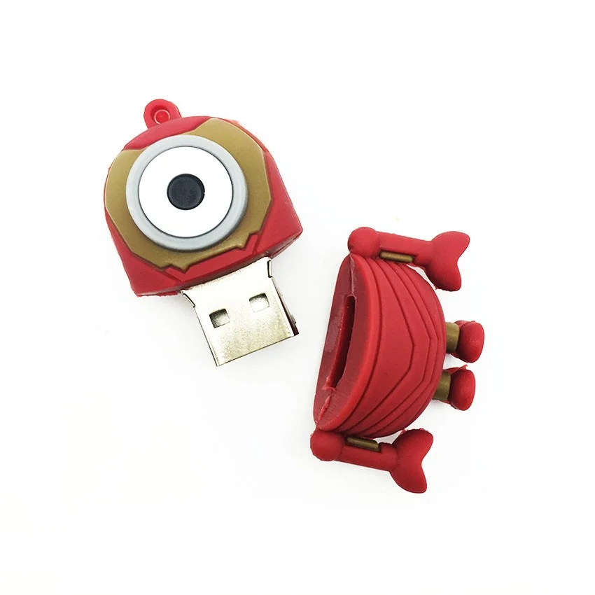 Флешка Резиновая Миньон Железный человек Minion Iron Man Q355 красный-золотой 256 Гб - фото 3