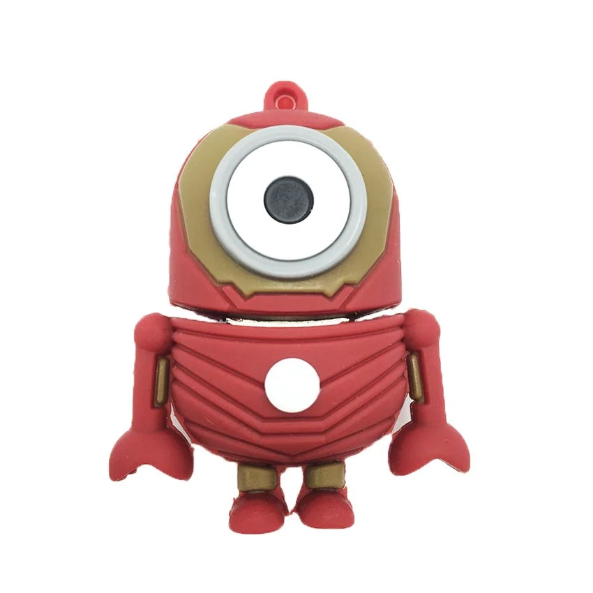 Флешка Резиновая Миньон Железный человек Minion Iron Man Q355 красный-золотой 2 Гб - фото 1