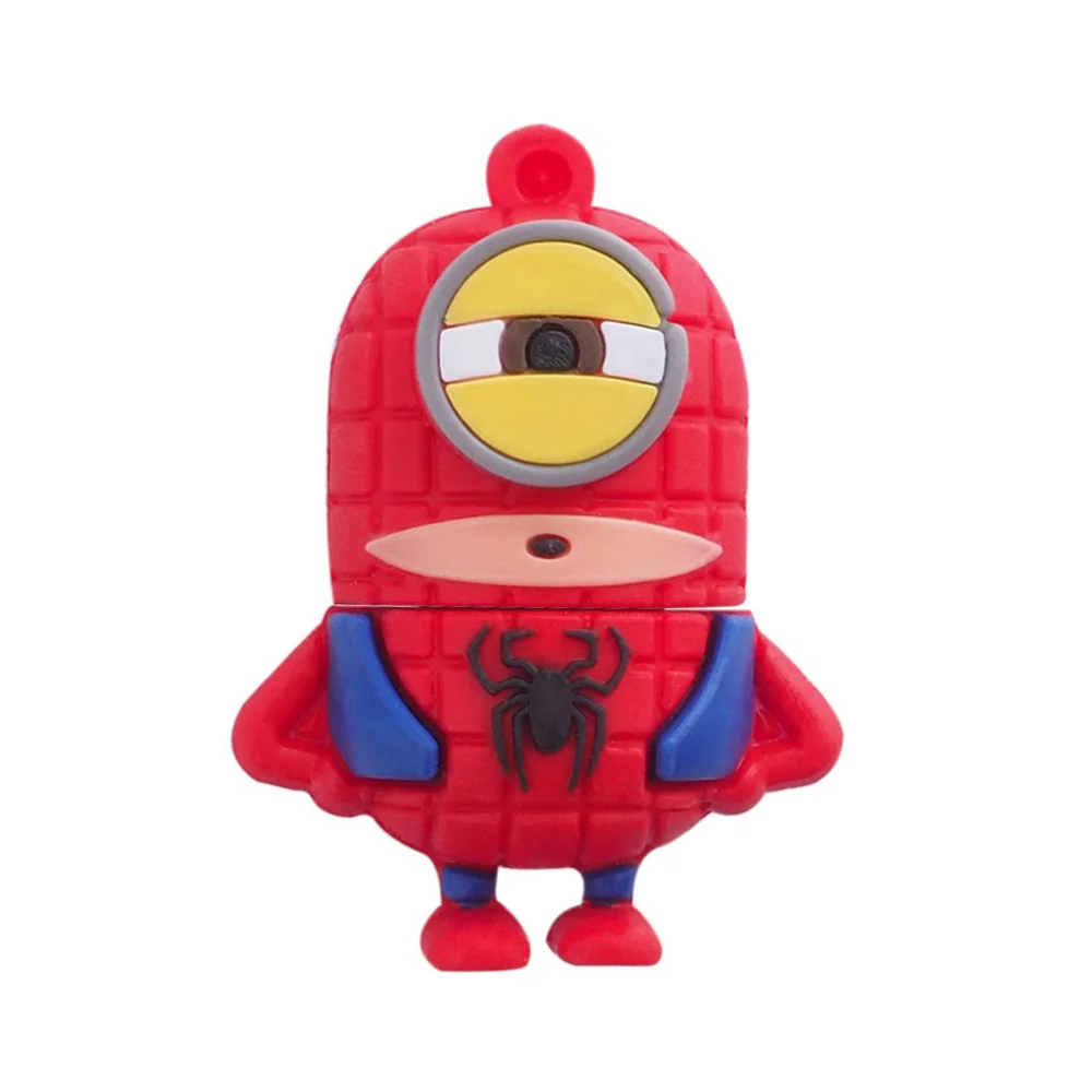 Флешка Резиновая Миньон Человек-Паук Minion Spider-Man Q355 красный-синий 1 Гб - фото 1