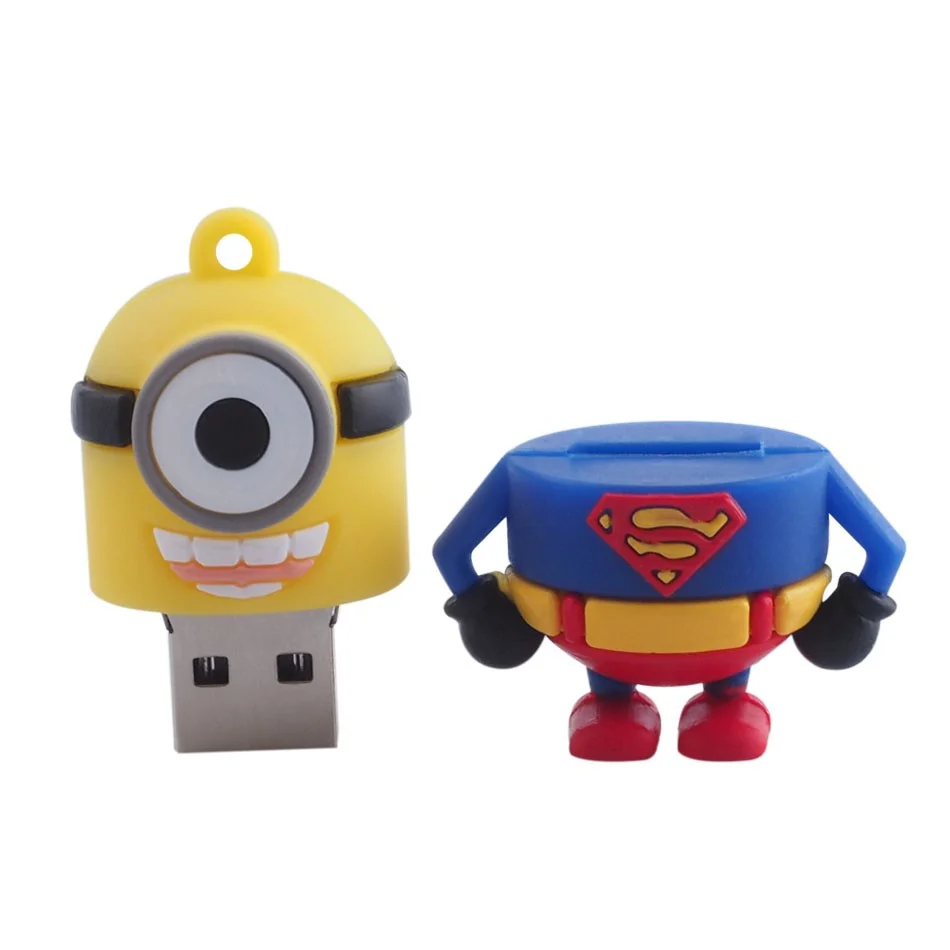 Флешка Резиновая Миньон Супермен Minion Superman Q355 синий-красный 32 Гб - фото 2
