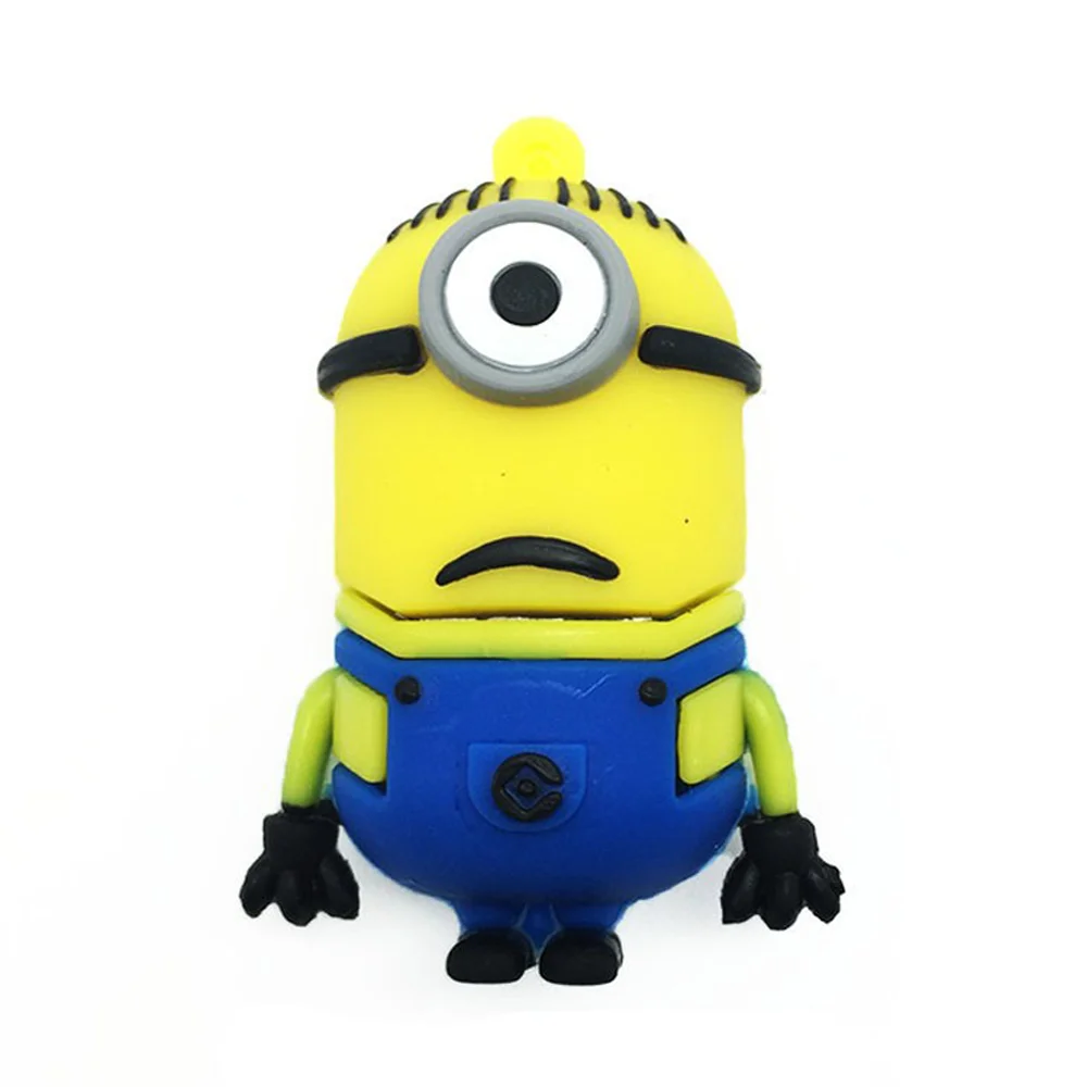 Флешка Резиновая Миньон Стюарт Minion Stuart Q355 желтый-синий 256 Гб - фото 1