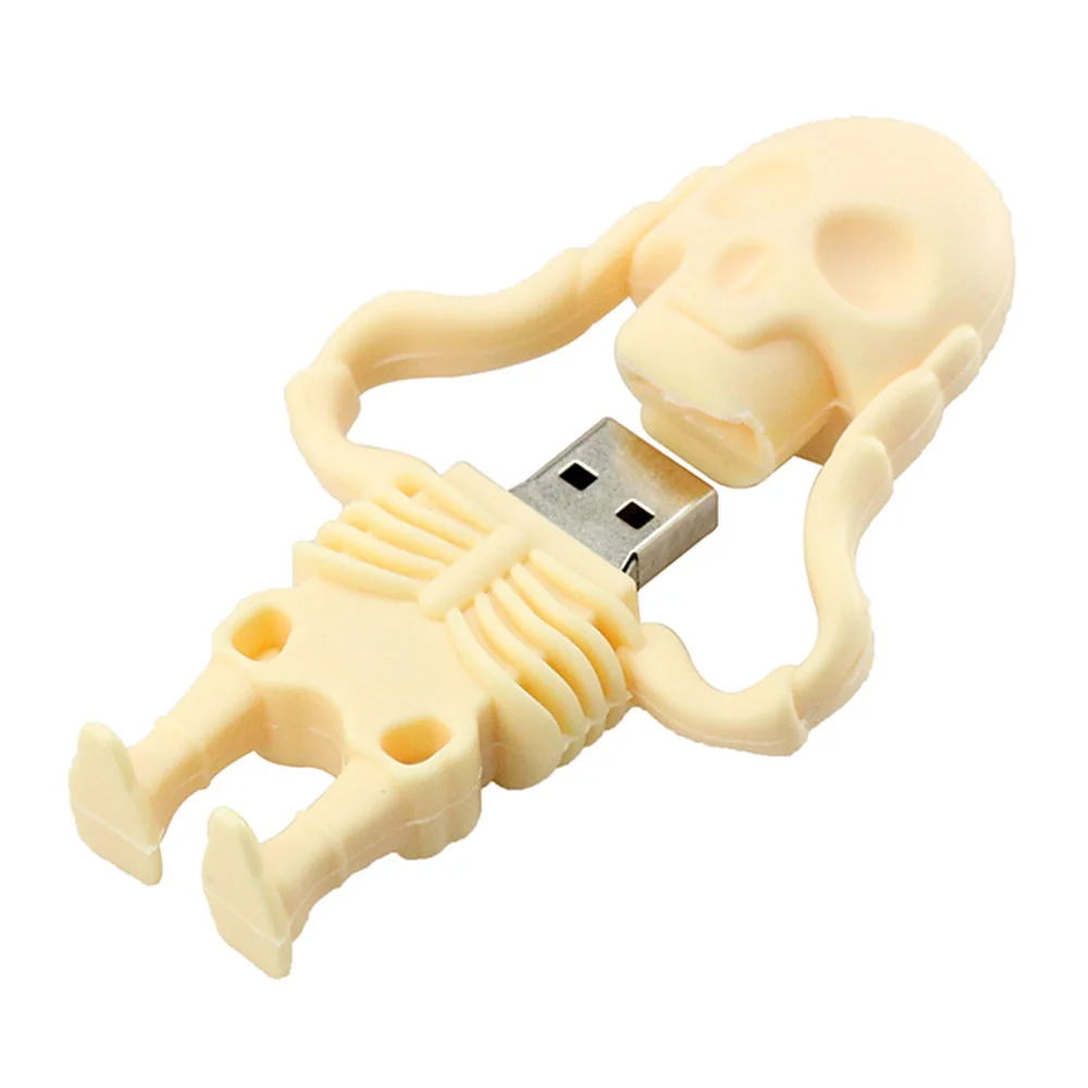 Флешка Резиновая Скелет Skeleton Q363 бежевый 16 Гб - фото 3