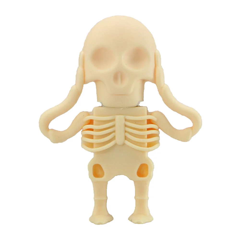 Флешка Резиновая Скелет Skeleton Q363 бежевый 128 Гб - фото 1