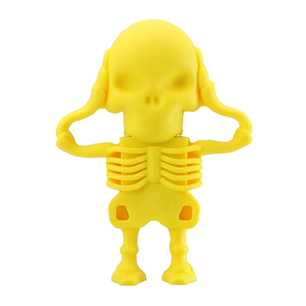 Флешка Резиновая Скелет Skeleton Q363 желтый 128 Гб - фото 1
