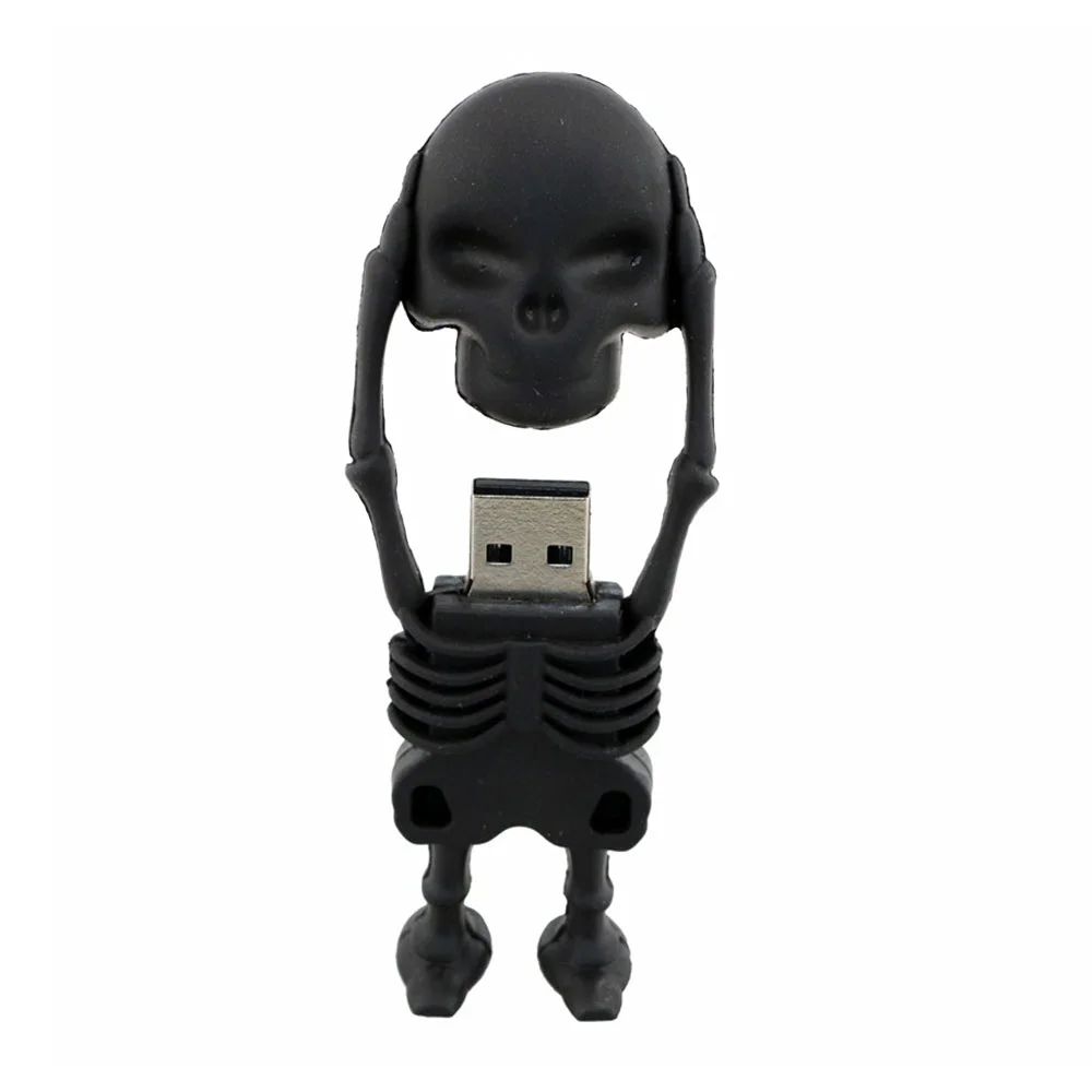 Флешка Резиновая Скелет Skeleton Q363 черный 128 Гб - фото 4