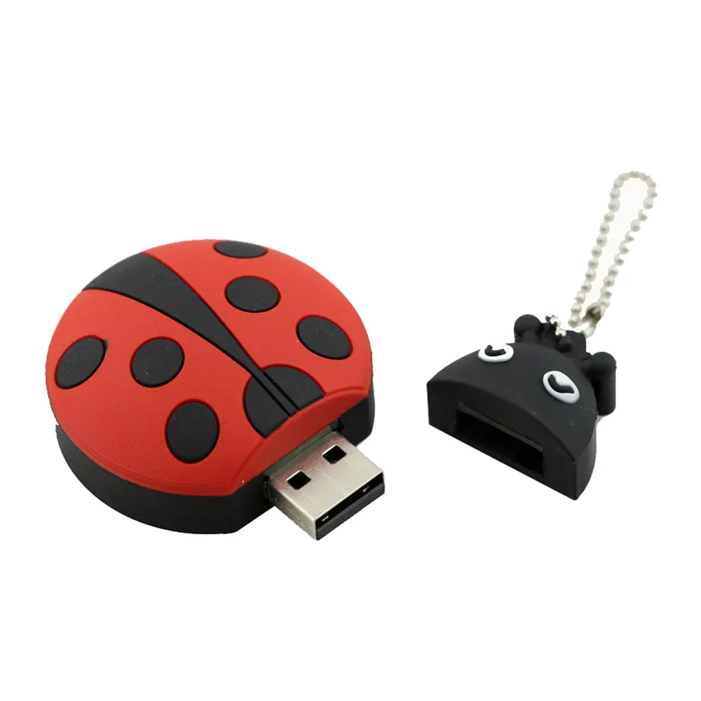 Флешка Резиновая Божья Коровка Ladybug Q382 красная / черная 4 Гб - фото 5