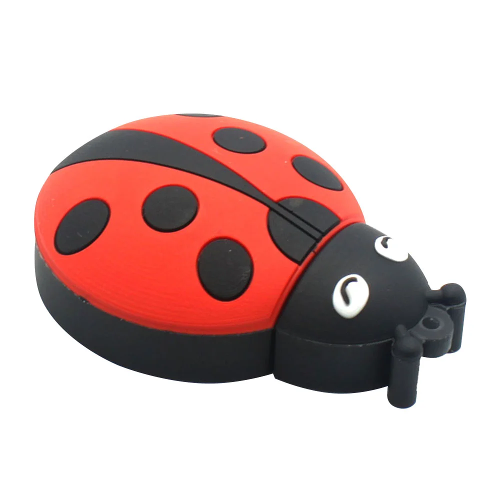 Флешка Резиновая Божья Коровка Ladybug Q382 красная / черная 512 Гб