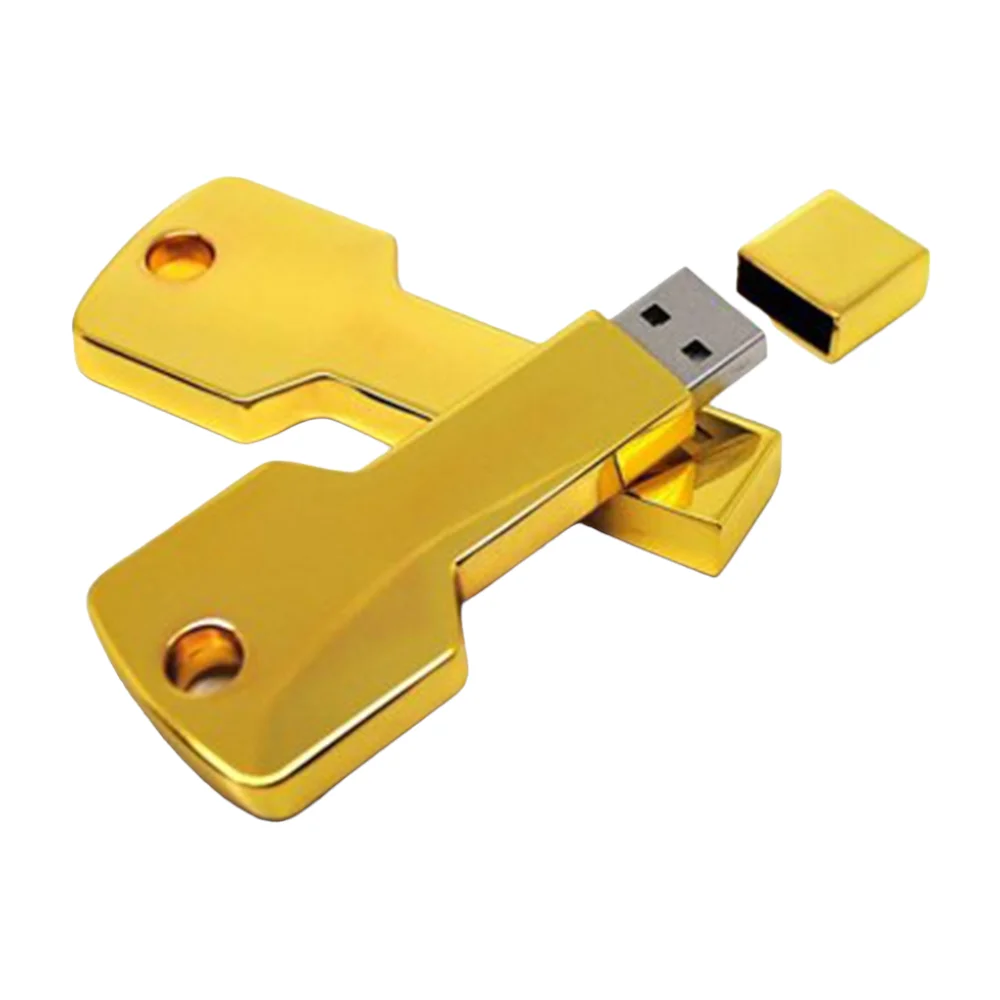 Флешка Металлическая Ключ Раунд Key Round R406 золотой 512 Гб