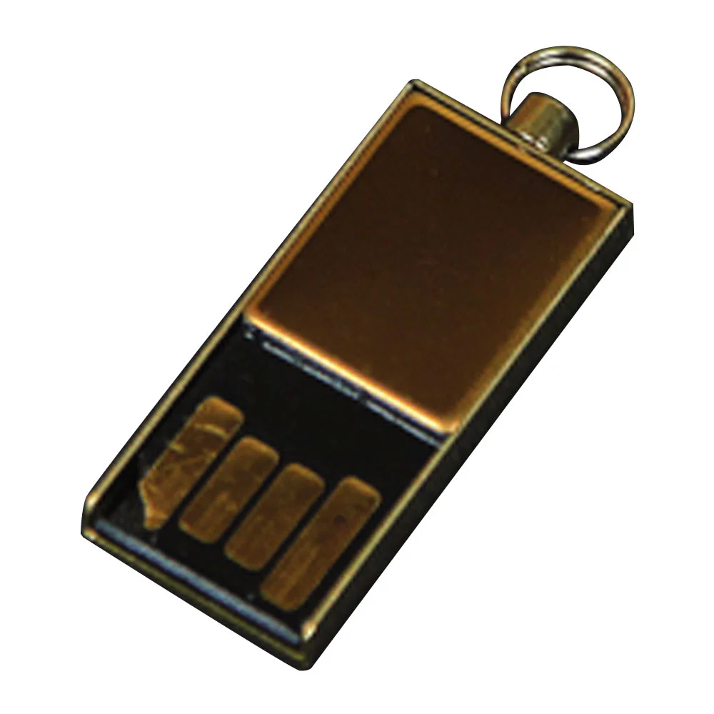Флешка Металлическая Мини Брелок Mini Keychain R408 золотой 4 Гб - фото 1