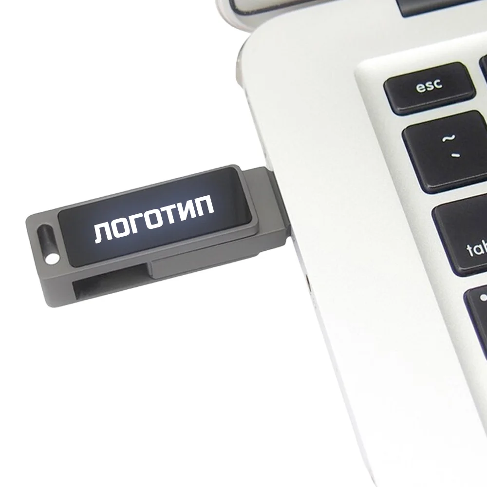 Флешка Металлическая Твистер Лайт \Twister Light\ R419 черный-белый 4 Гб - фото 2