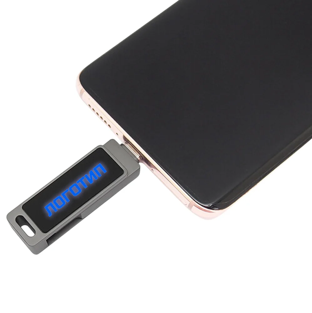 Флешка Металлическая Твистер Лайт \Twister Light\ R419 черный-синий 16 Гб - фото 2