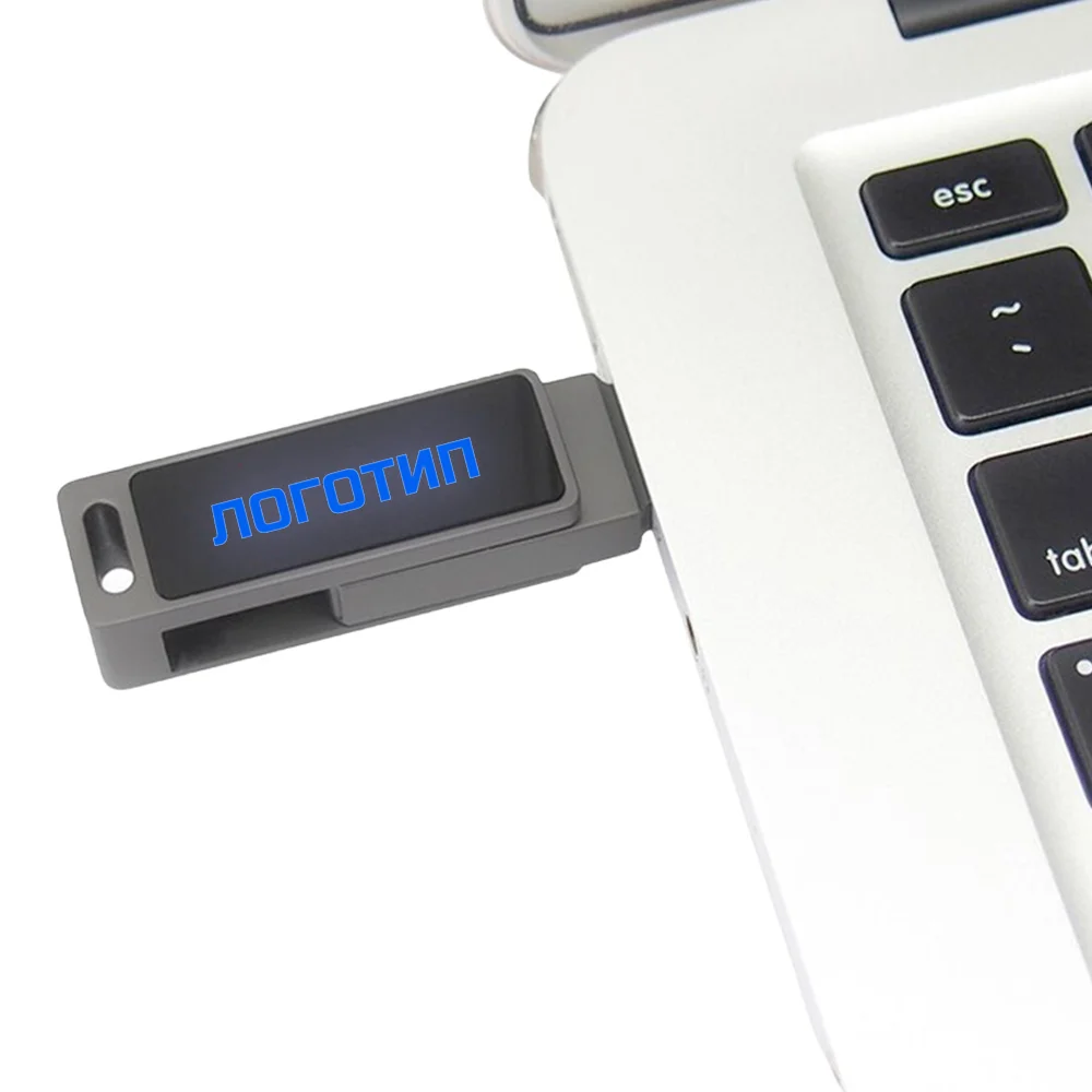 Флешка Металлическая Твистер Лайт \Twister Light\ R419 черный-синий 32 Гб - фото 3