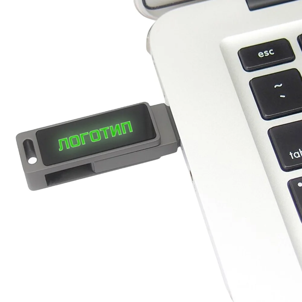 Флешка Металлическая Твистер Лайт "Twister Light" R419 черный-зеленый 128 Гб - фото 2