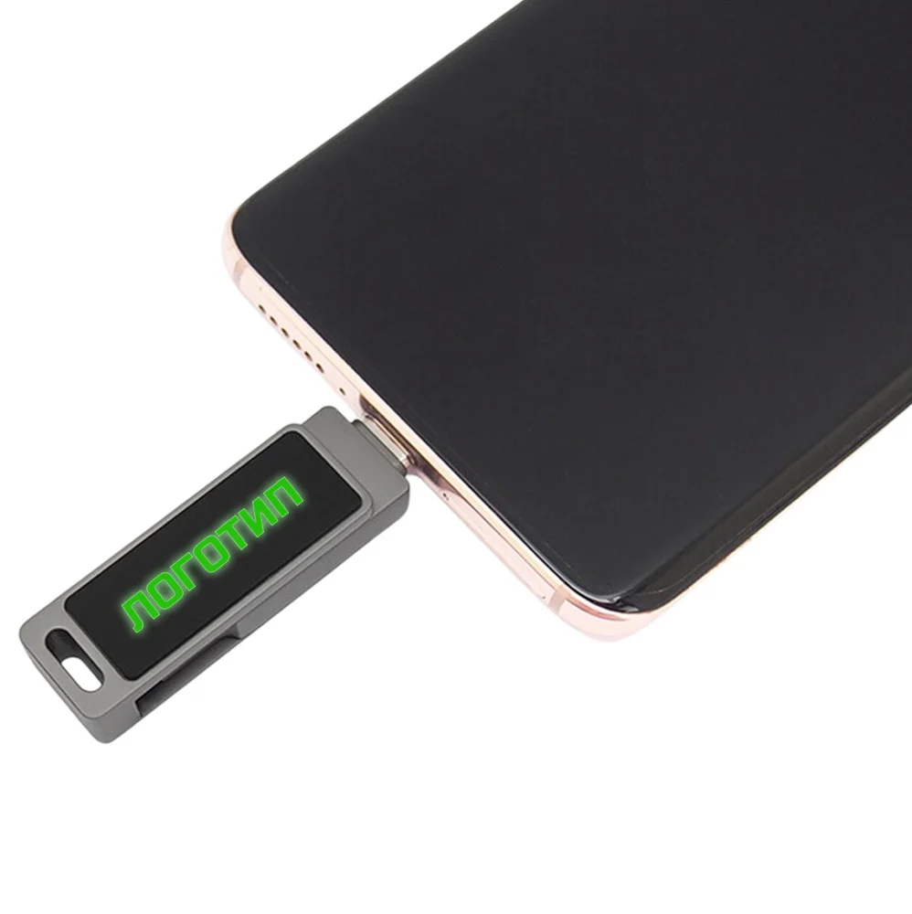 Флешка Металлическая Твистер Лайт "Twister Light" R419 черный-зеленый 128 Гб - фото 3