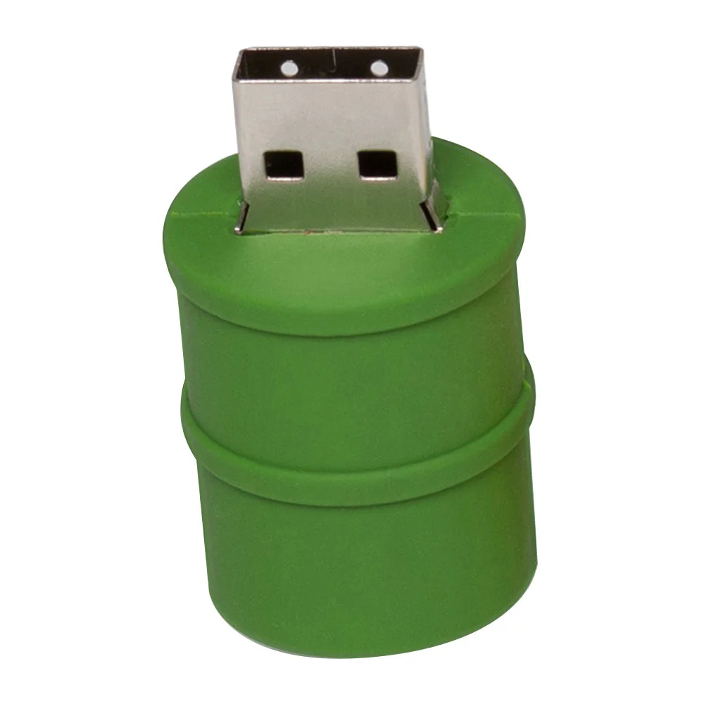 Флешка Резиновая Бочка Barrel Q428 желтый / зеленый 2 Гб - фото 4