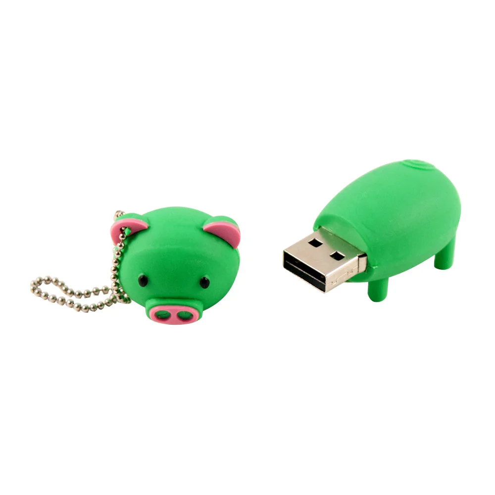 Флешка Резиновая Поросенок Piggy Q430 зеленый 64 Гб - фото 4