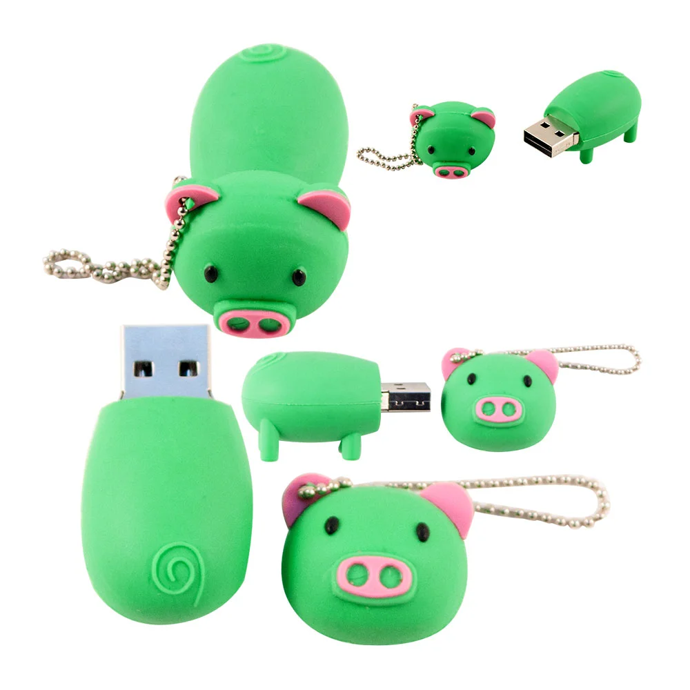 Флешка Резиновая Поросенок Piggy Q430 зеленый 64 Гб - фото 8