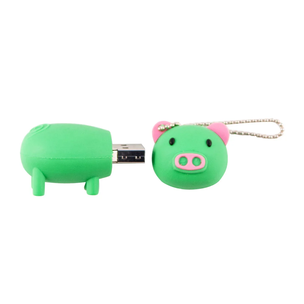 Флешка Резиновая Поросенок Piggy Q430 зеленый 128 Гб - фото 3