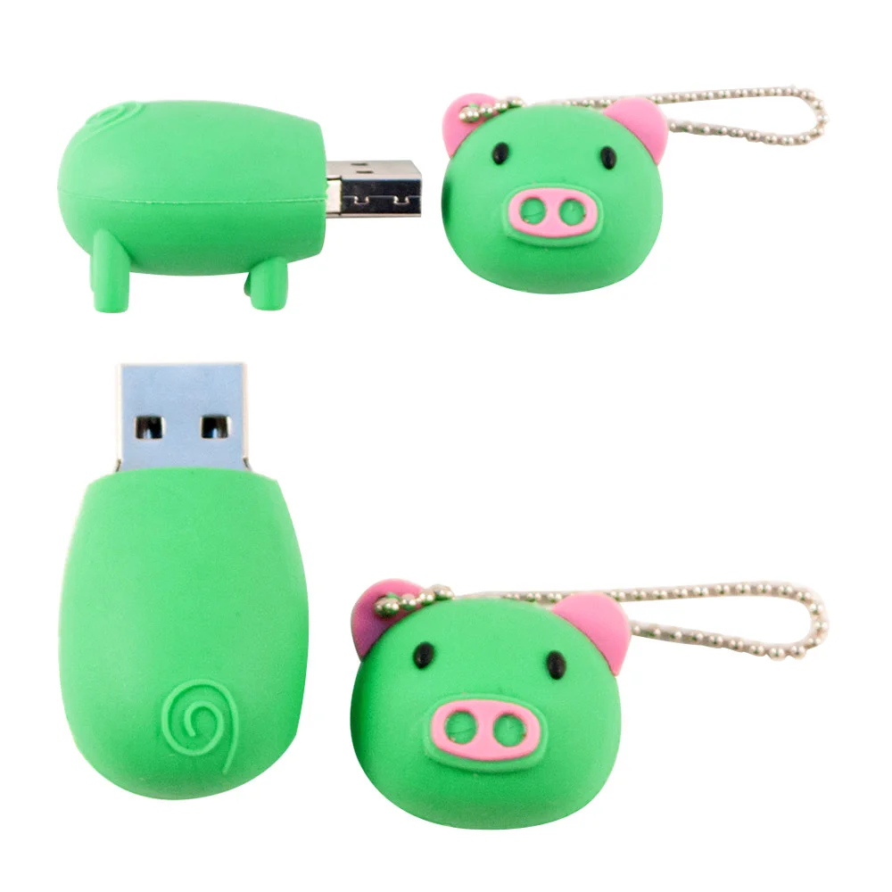 Флешка Резиновая Поросенок Piggy Q430 зеленый 128 Гб - фото 6