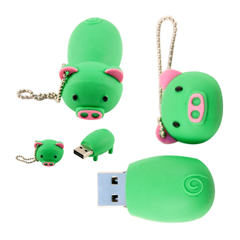 Флешка Резиновая Поросенок Piggy Q430 зеленый 128 Гб - фото 7