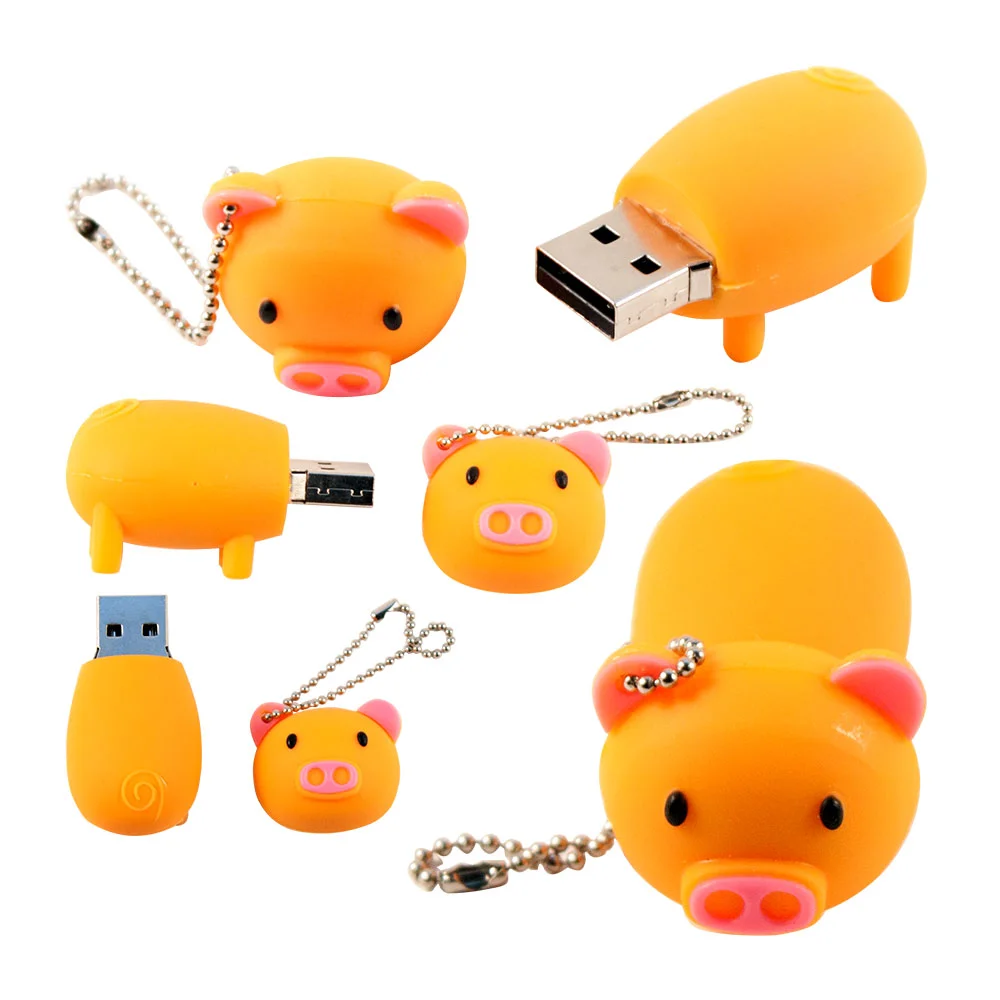 Флешка Резиновая Поросенок Piggy Q430 оранжевый 128 Гб - фото 6