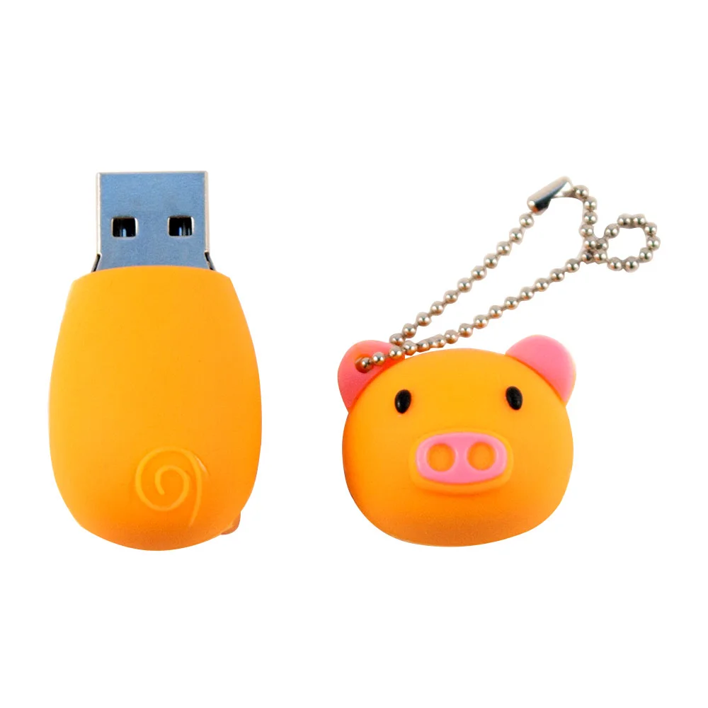 Флешка Резиновая Поросенок Piggy Q430 оранжевый 256 Гб - фото 2
