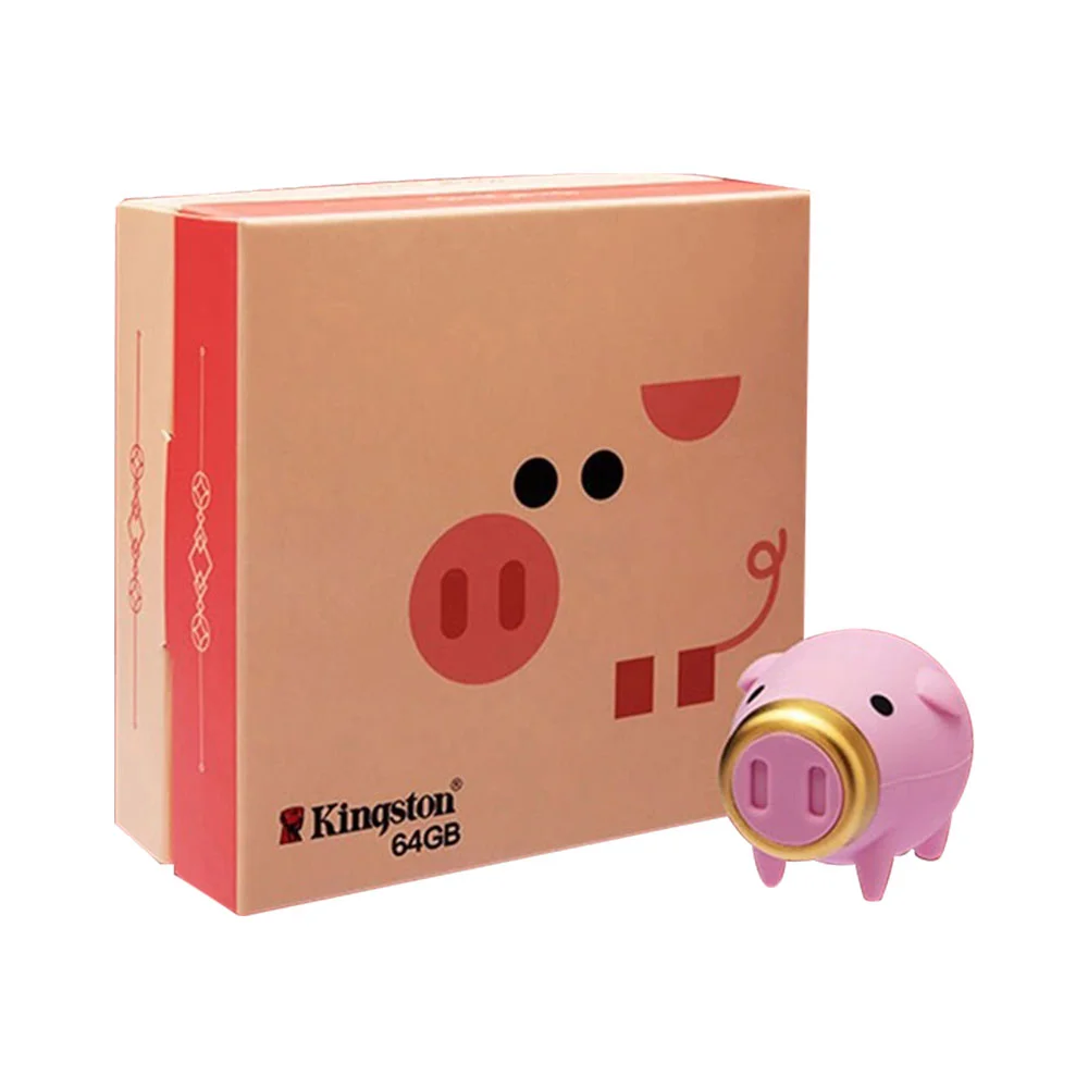 Флешка Резиновая Свинка Pig King Q456 розовая 32 Гб Золотой - фото 4