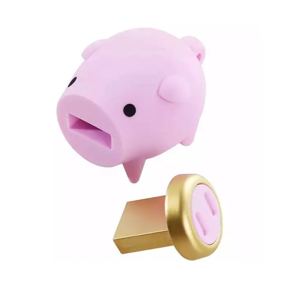 Флешка Резиновая Свинка Pig King Q456 розовая 256 Гб Золотой - фото 2