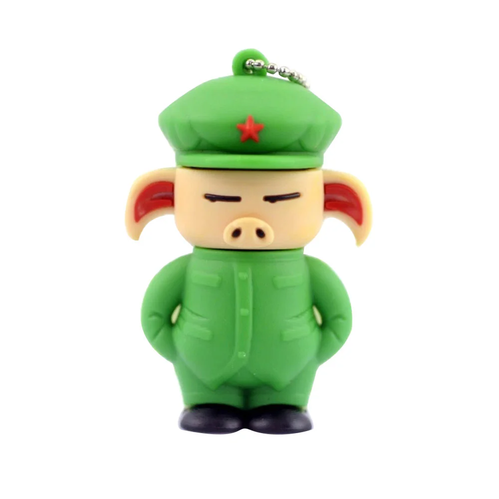 Флешка Резиновая Свинка Солдат Pig Soldier Q457 зеленый 32 Гб