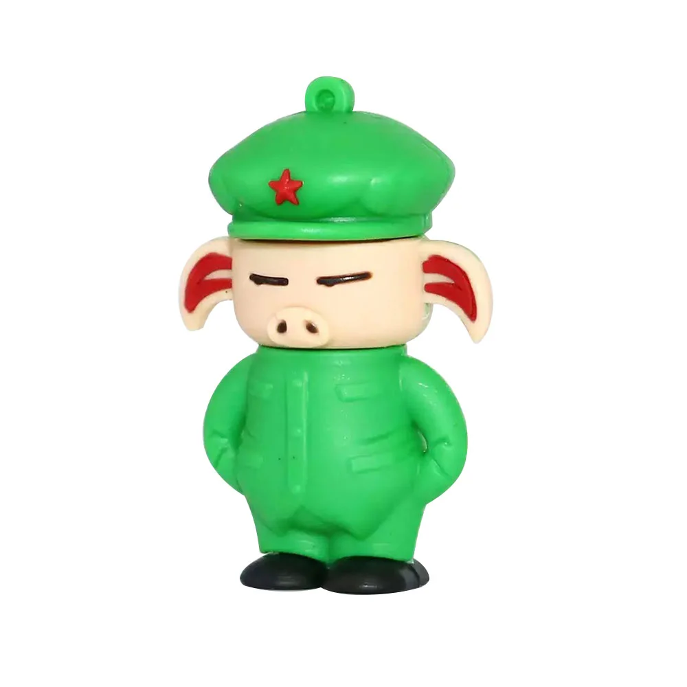 Флешка Резиновая Свинка Солдат Pig Soldier Q457 зеленый 256 Гб - фото 4
