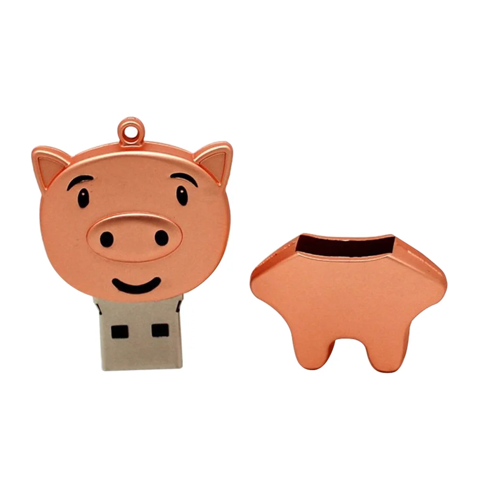 Флешка Металлическая Свинья Pig R459 розовый 2 Гб - фото 3